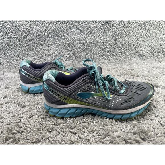 Brooks Ghost 9 Womens Size 9 Medium Running Shoes Gray Blue Lime Athletic - Picture 4 of 8